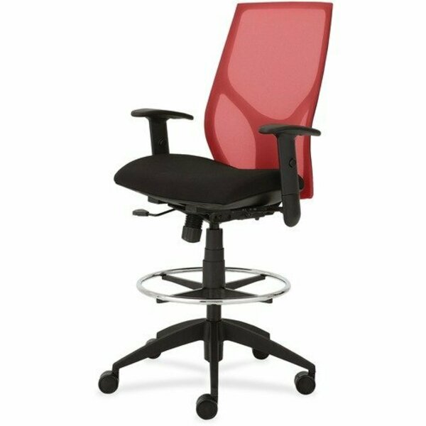 9To5 Seating Midbk Stool, Synchro, Hgt-adj T-Arms, 25inx26inx45-55-1/2in, RD/ON NTF1468Y1A8M501